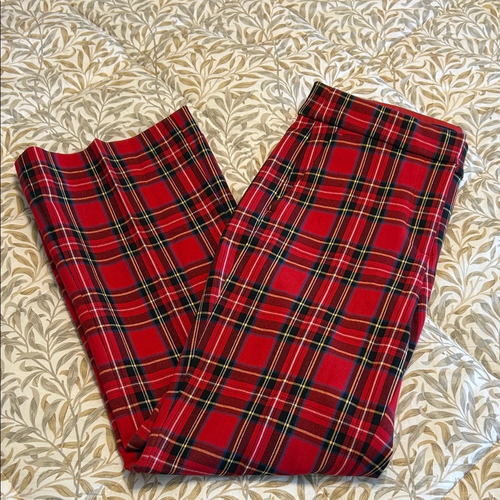 New Without Tags J. Crew Red Tartan Plaid Kelsey Crop Flare Pants